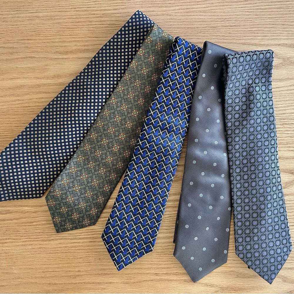 Designer Men's Tie Set - blues, greys, black